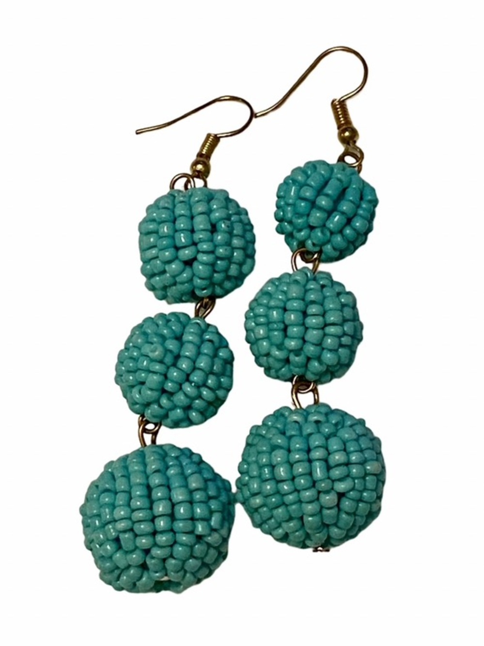 Turquoise Beaded Ball Dangle Earrings